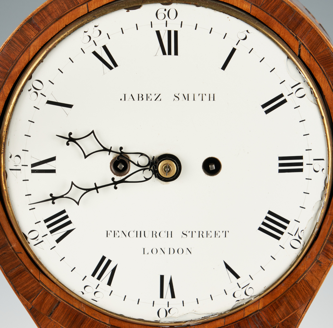 Lot 131: Jabez Smith Inlaid Balloon Clock, 18th C.
