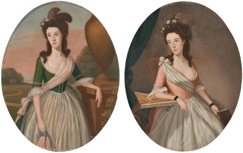 Lot 146: 2 English Oil Portraits, Ann and Catherine Botry, c. 1783