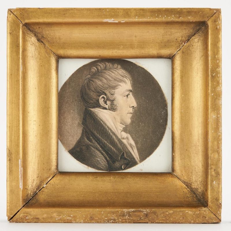 Lot 148: St. Memin Miniature Mezzotint Portrait of Elias Glenn