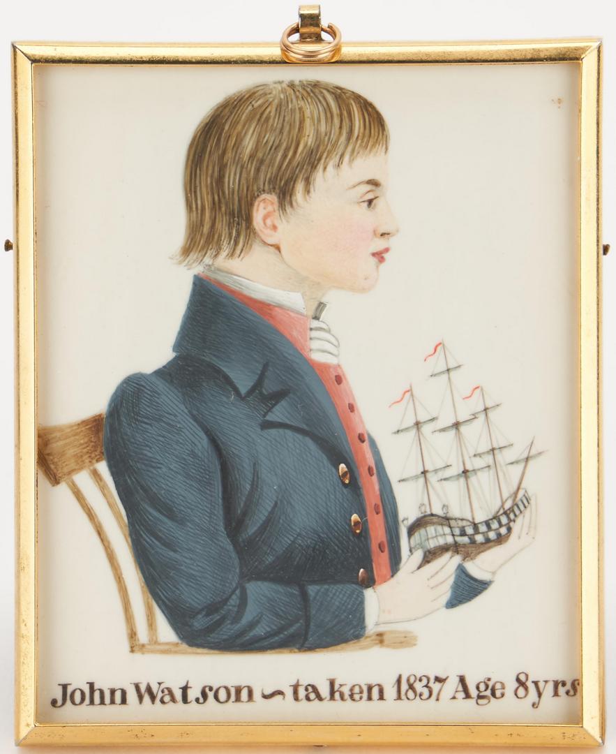 Lot 151: Portrait Miniature, Young John Watson w/ Toy Ship