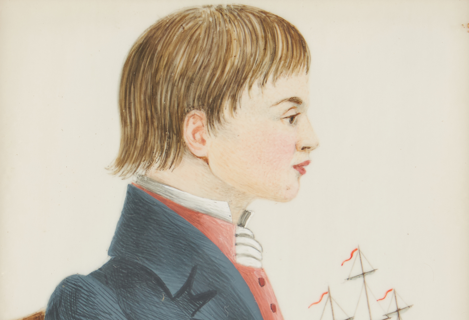 Lot 151: Portrait Miniature, Young John Watson w/ Toy Ship