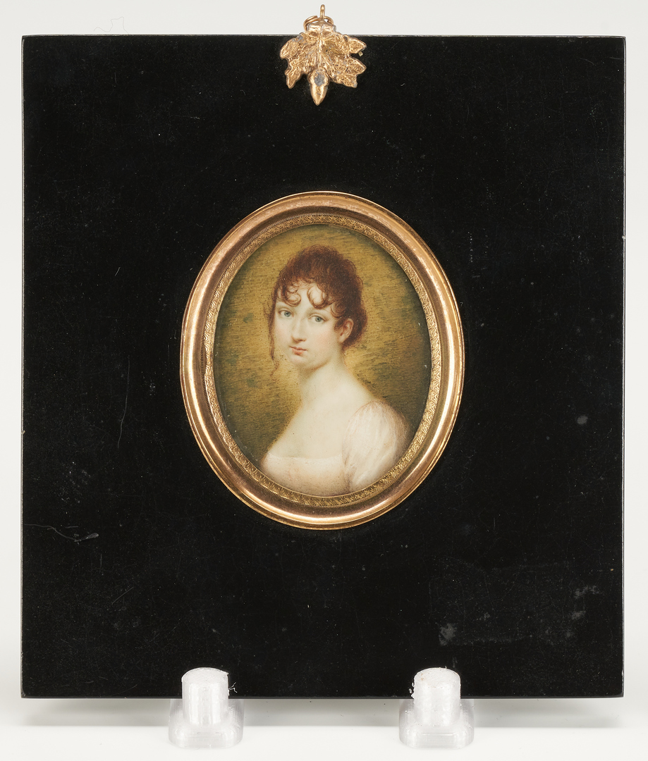 Lot 157: Portrait Miniature, Lady in a White Dress