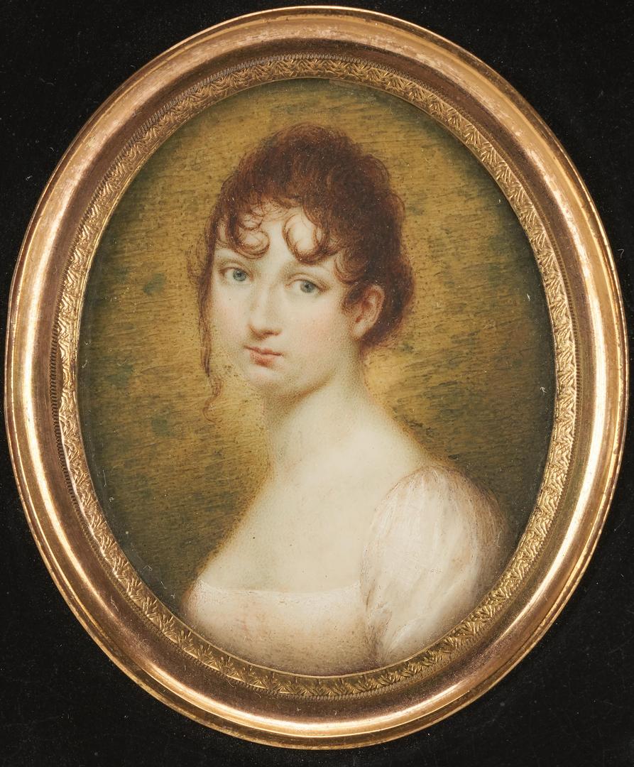 Lot 157: Portrait Miniature, Lady in a White Dress