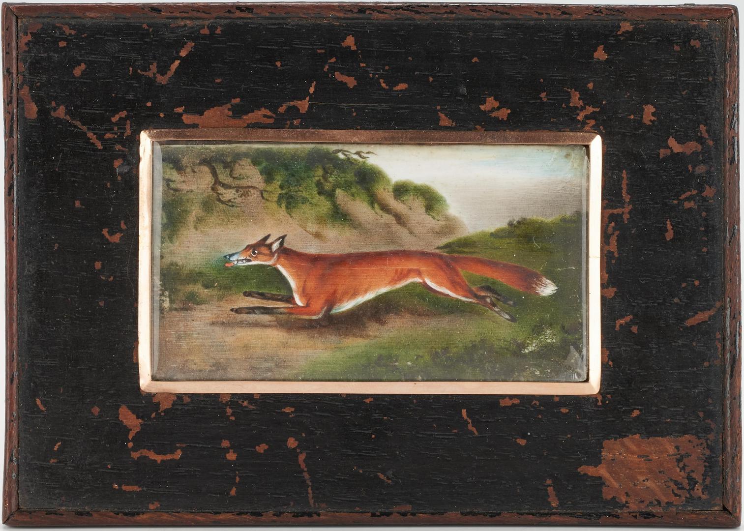 Lot 158: Attr. A. Chalon, Miniature Painting of a Fox