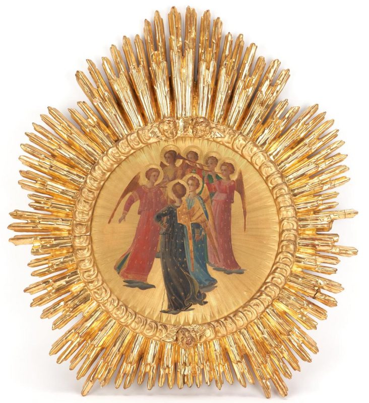 Lot 160: After Fra Angelico Gilt Religious Icon w/ Angels