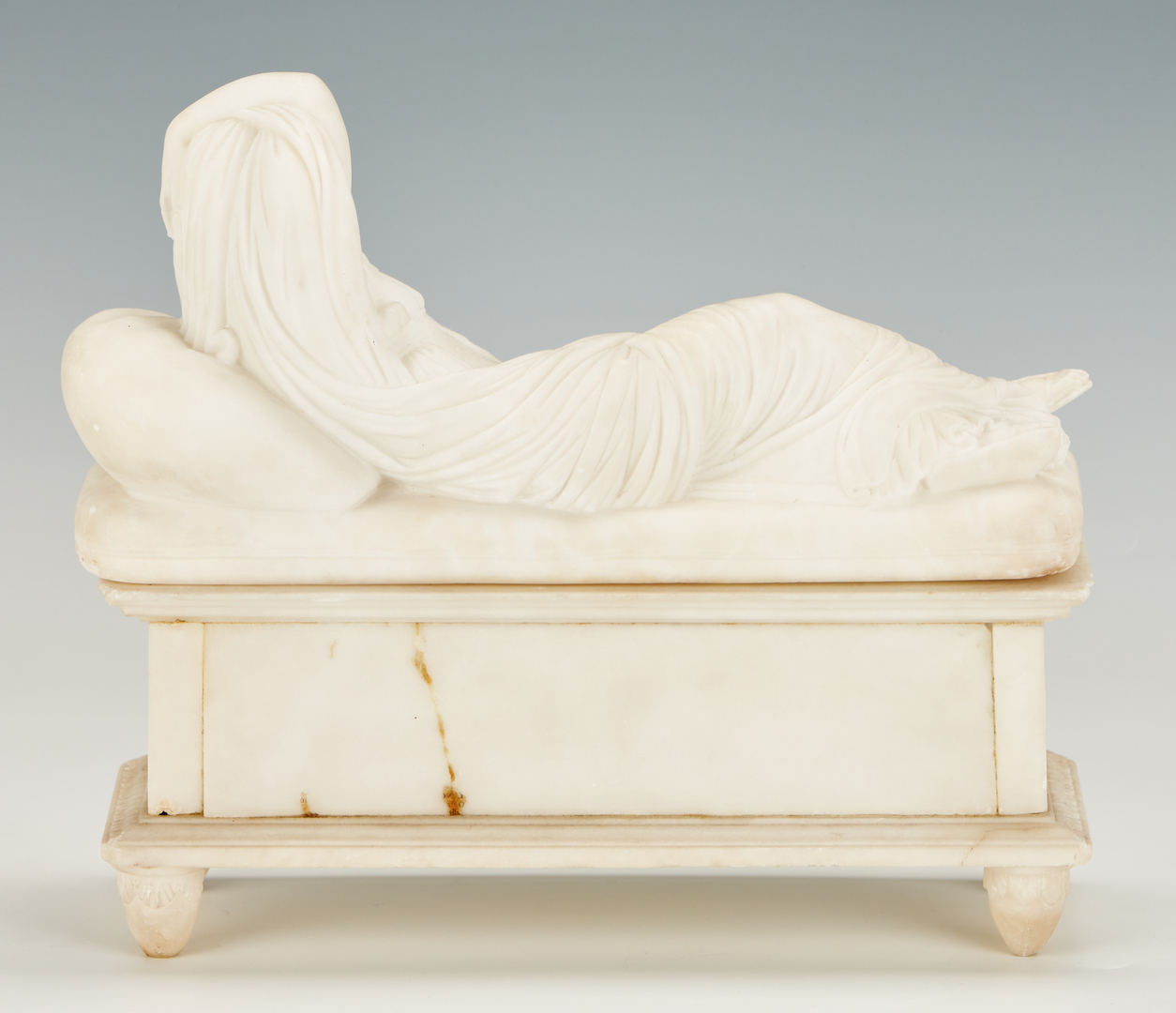 Lot 161: European Marble Sculpture of a Reclining Woman, after Antonio Canova