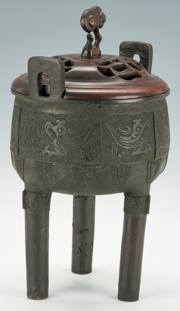Lot 16: 19th Century Chinese Archaistic Bronze Tripod Censer