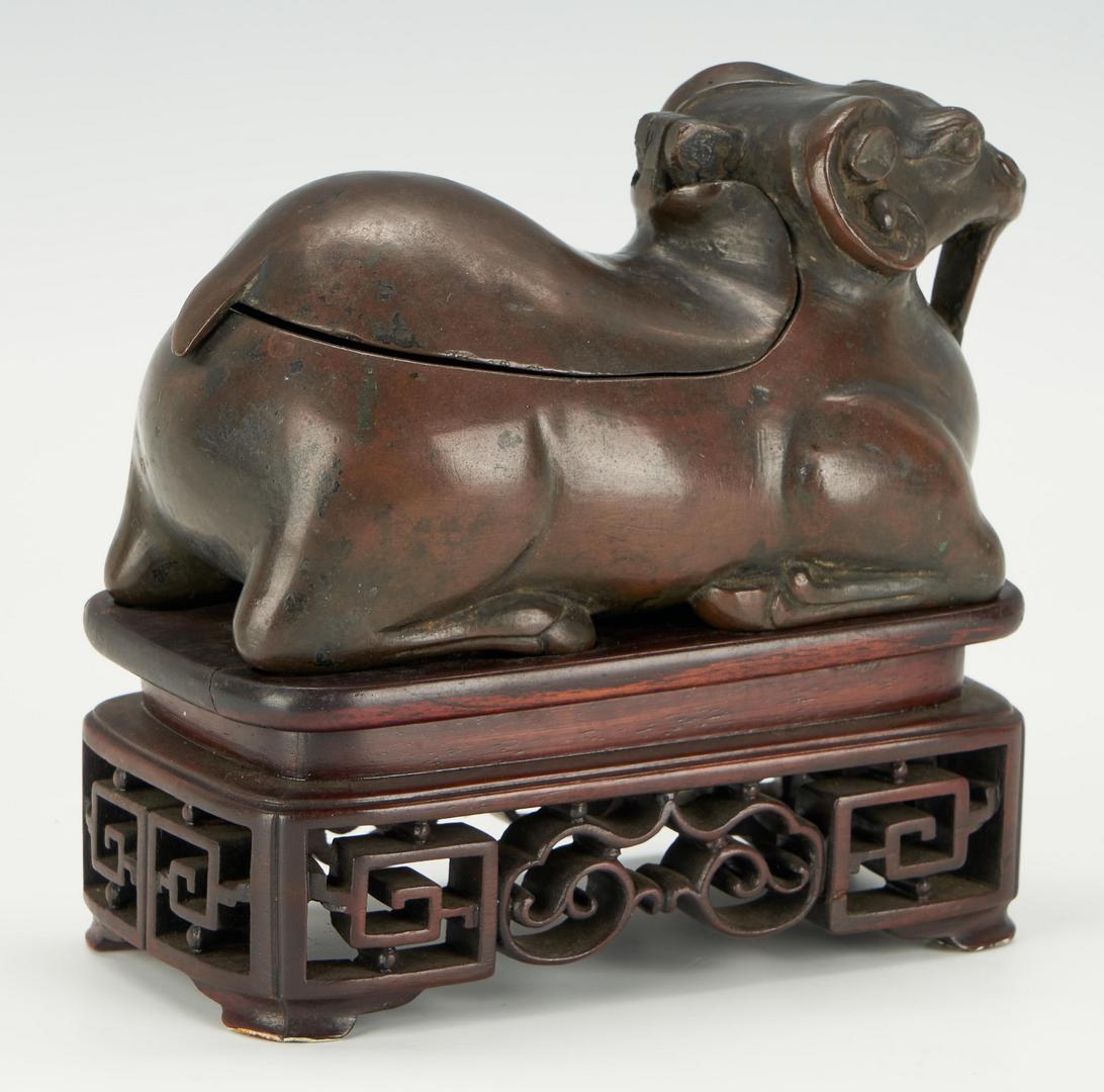 Lot 17: Signed Chinese Ram Form Bronze Lamp