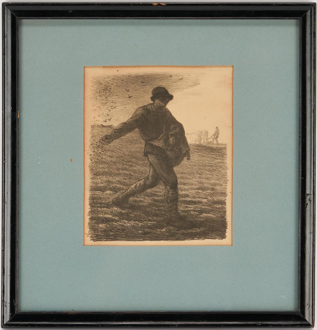Lot 180: 2 Prints: The Sower by Millet and St. Paul after Van Leyden