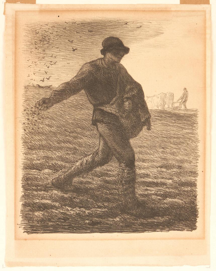 Lot 180: 2 Prints: The Sower by Millet and St. Paul after Van Leyden