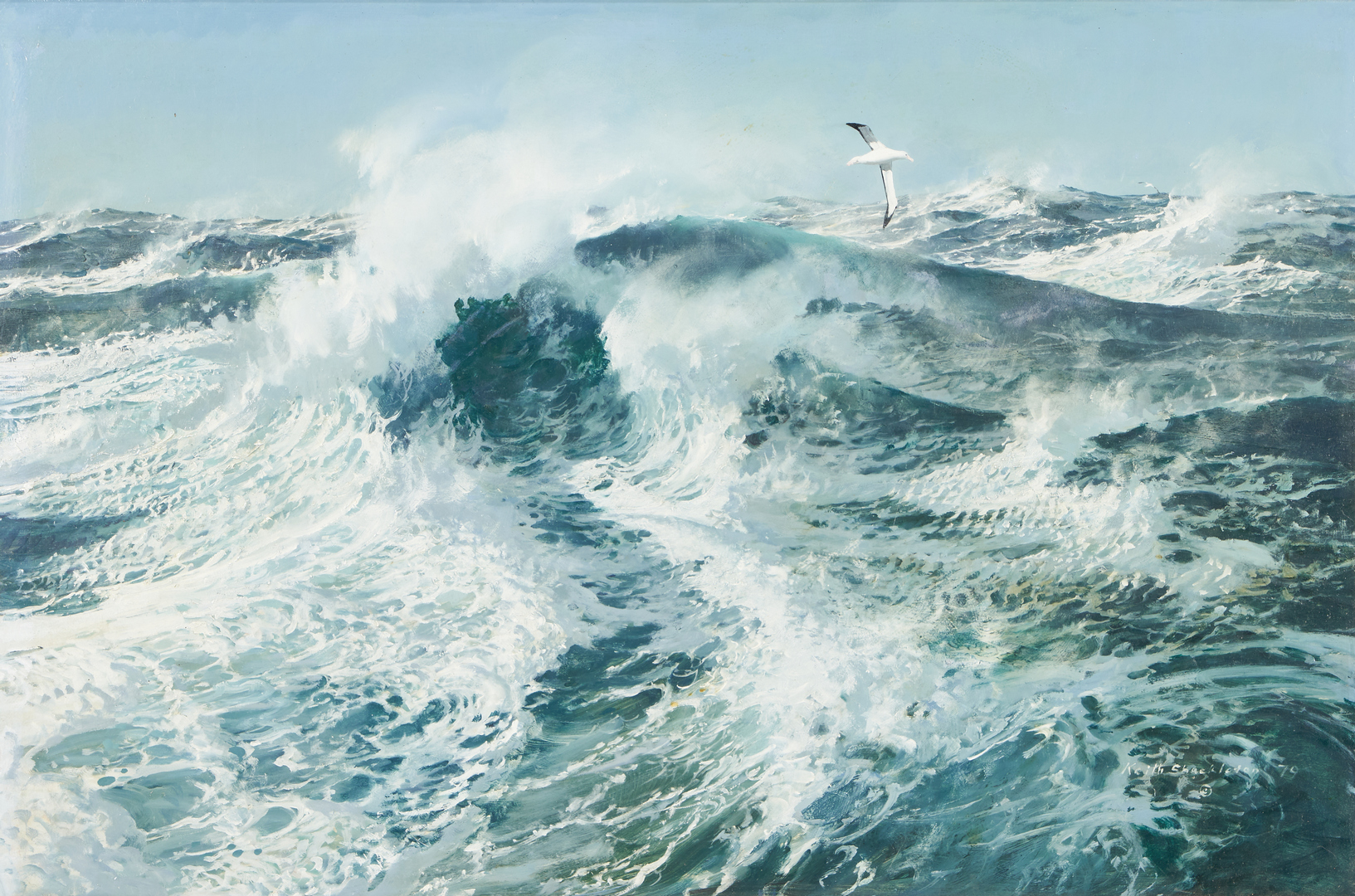 Lot 182: Keith Shackleton O/C Marine Painting, Force Nine
