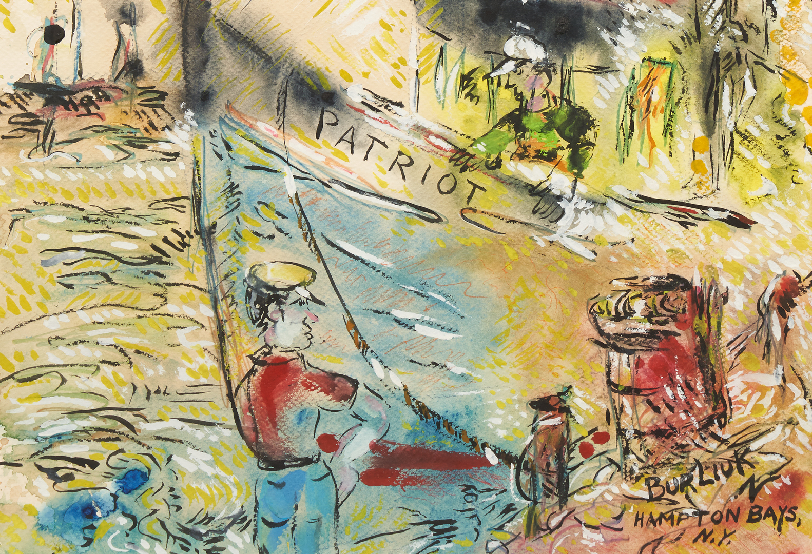 Lot 184: Nicholas Burliuk Painting with Ship, Patriot