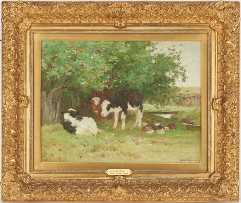 Lot 192: Horatio Walker W/C Painting with Cows