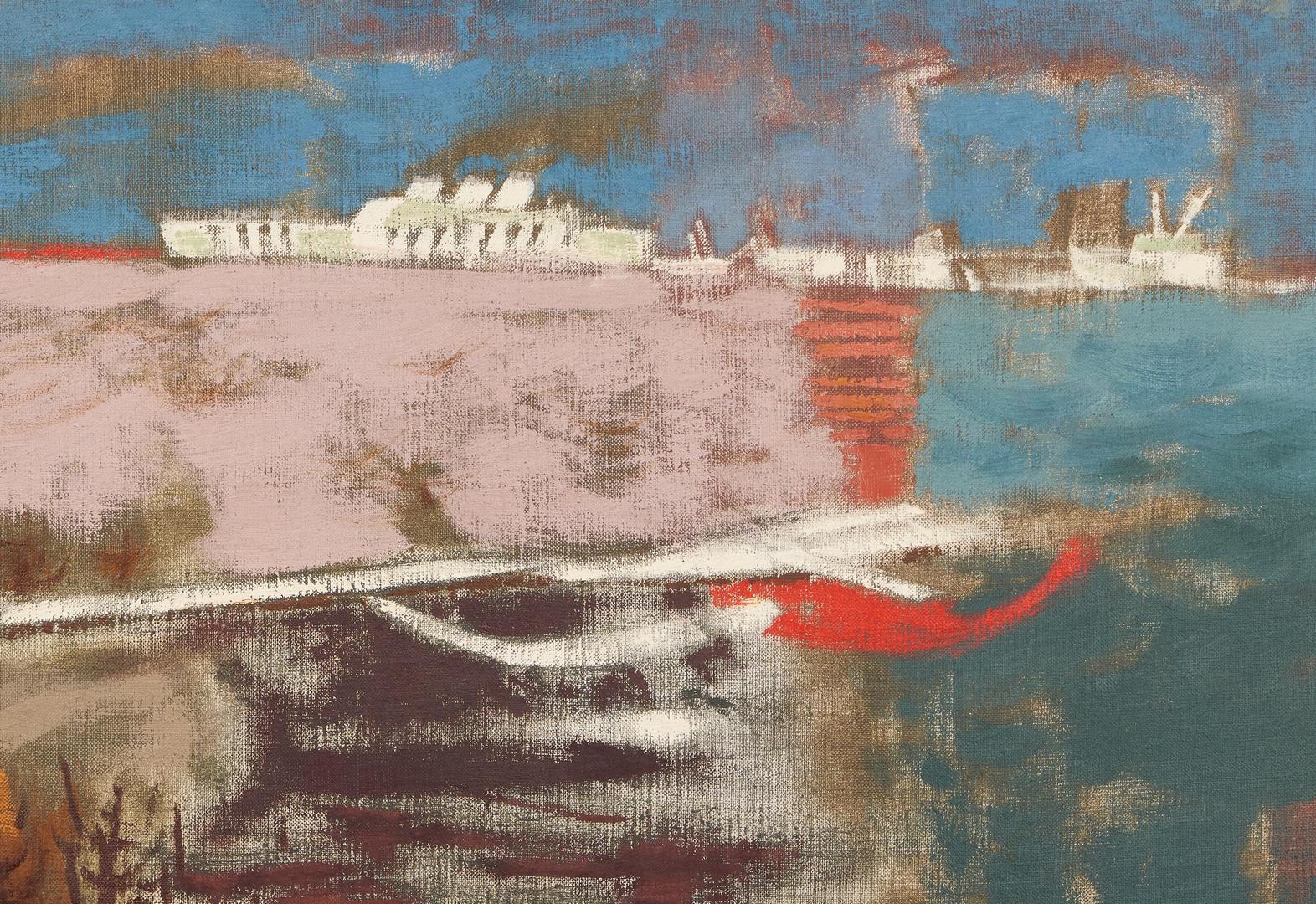 Lot 198: Large William Lester O/C Expressionist Landscape, Ship Channel