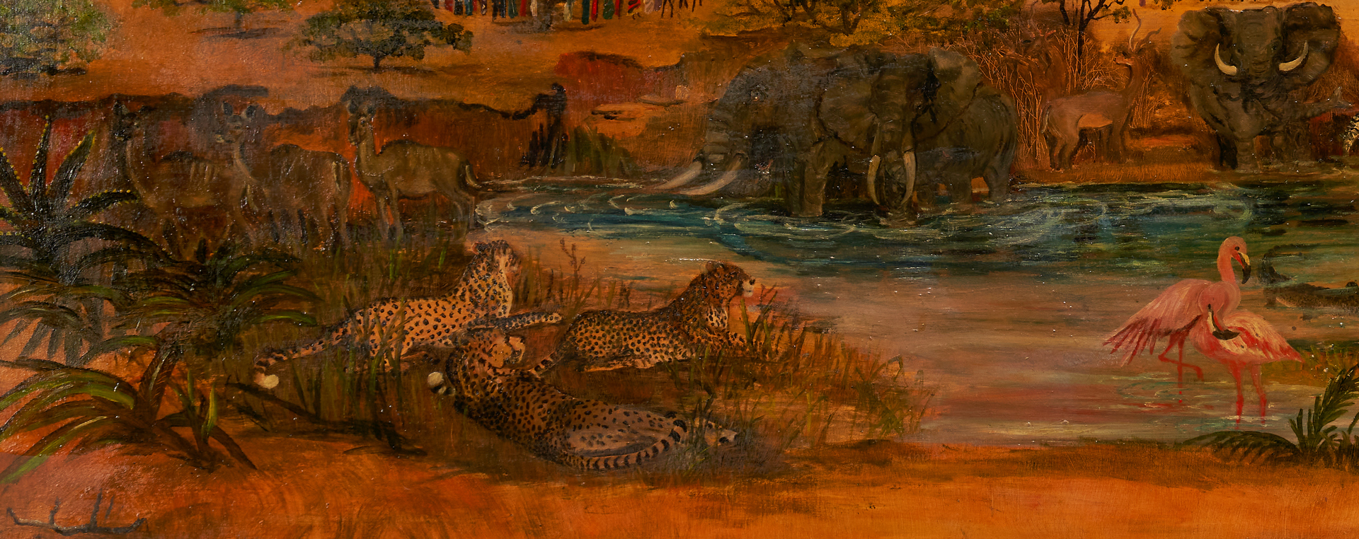 Lot 204: Monumental Helen LaFrance Double-Sided Painting: Africa & Fox Hunter