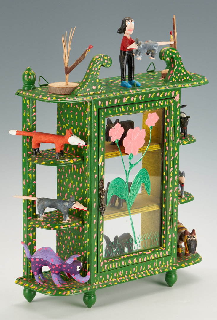 Lot 213: Garland and Minnie Adkins Folk Art Cabinet with Animals