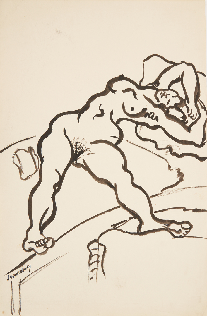 Lot 219: 3 Joseph Delaney Female Figure Sketches, incl. Nudes