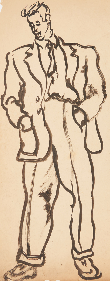 Lot 220: 3 Joseph Delaney Sketches, Male Figures