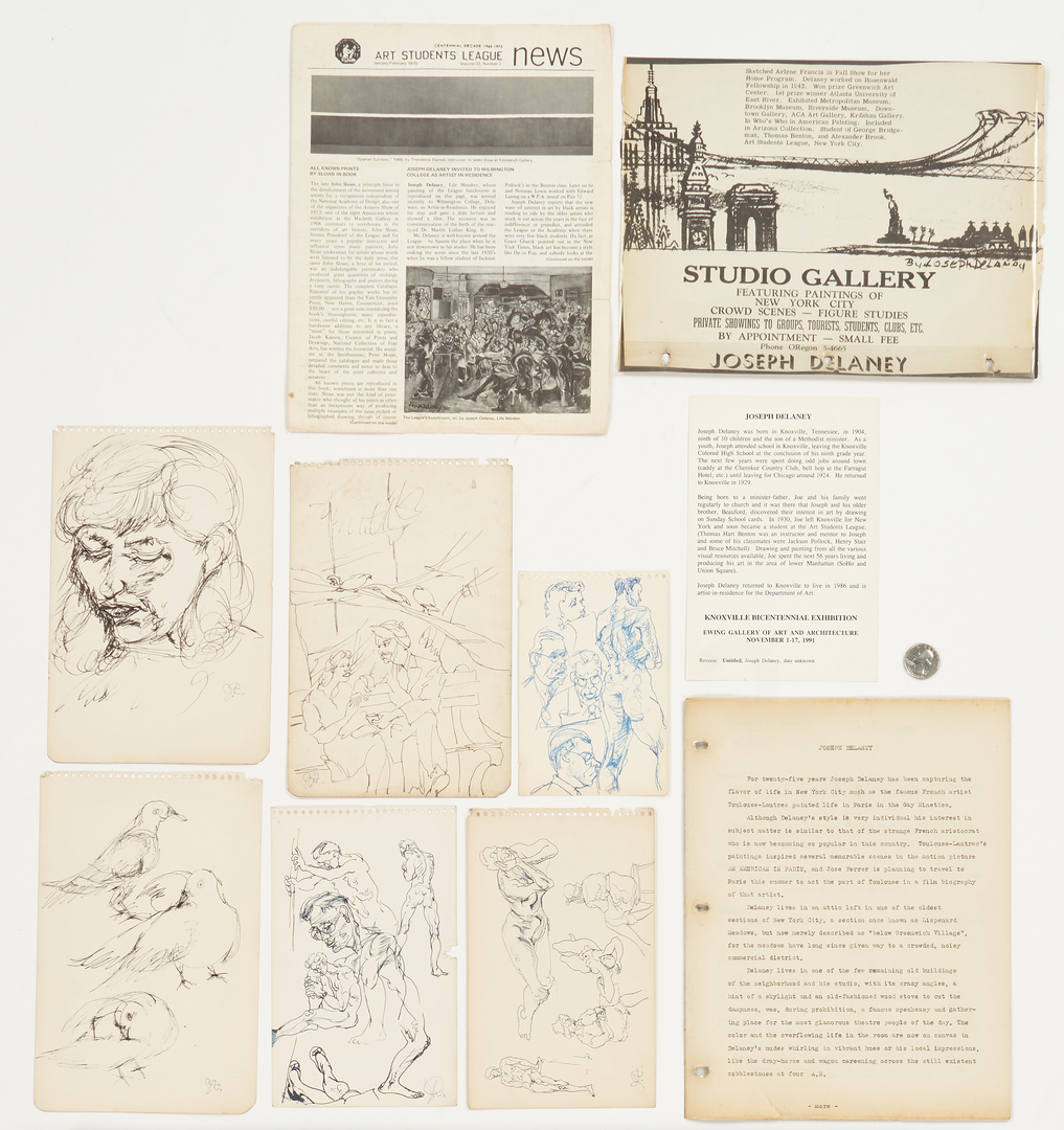 Lot 221: 12 Delaney Related Items, incl. 6 Sketches & Poster