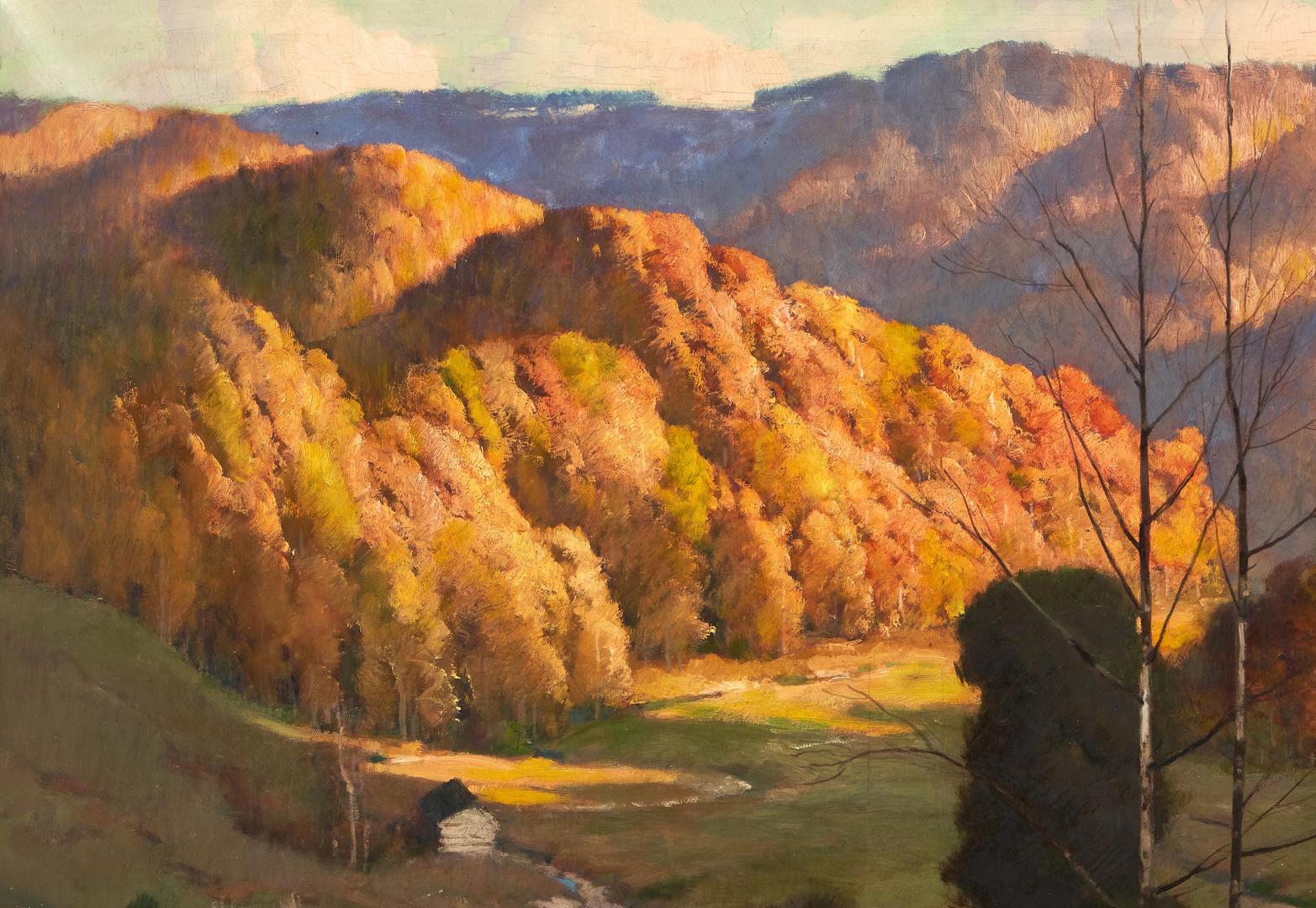 Lot 225: Large Rudolph Ingerle Landscape Oil, Sundown on the Hollow