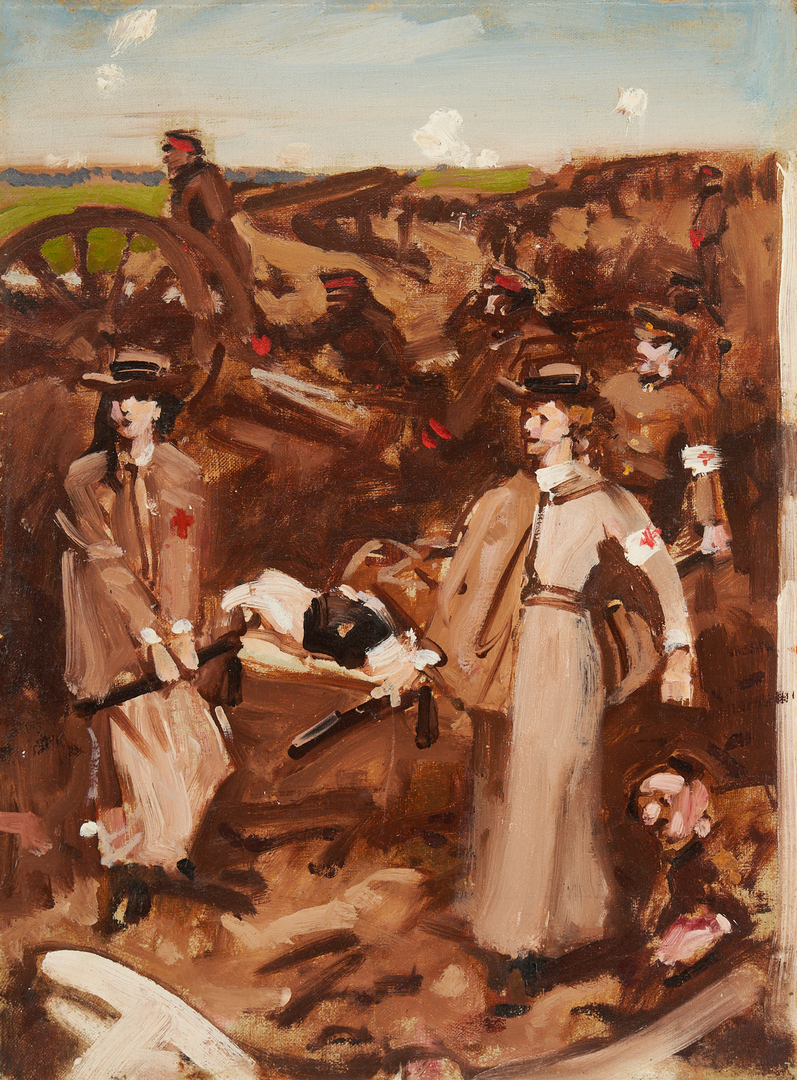 Lot 235: 2 Gilbert Gaul O/C Red Cross Nurse Paintings