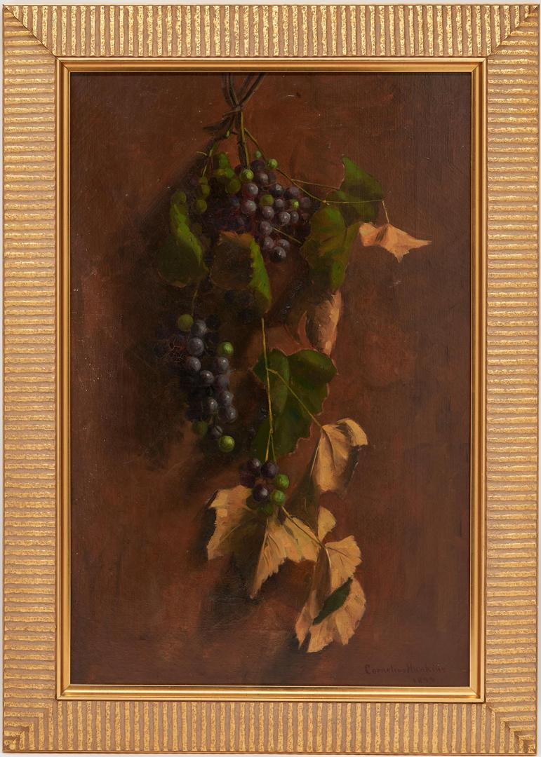 Lot 240: Cornelius Hankins Oil on Canvas Still Life with Grapes