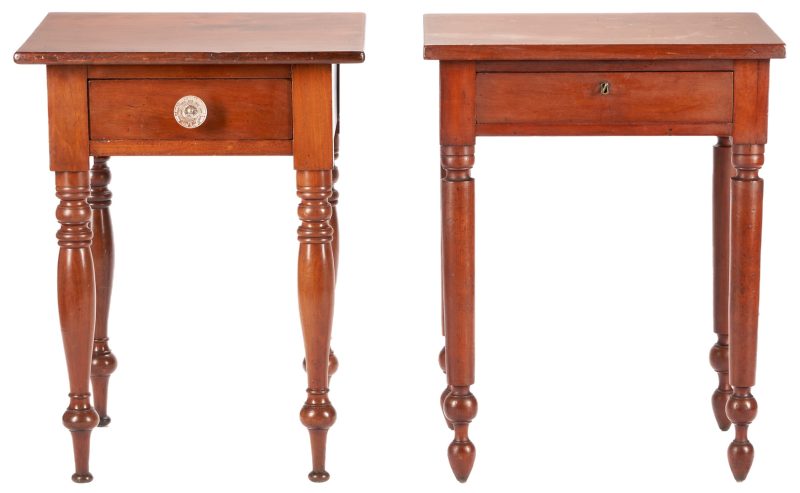 Lot 253: 2 Southern Sheraton Cherry One Drawer Tables