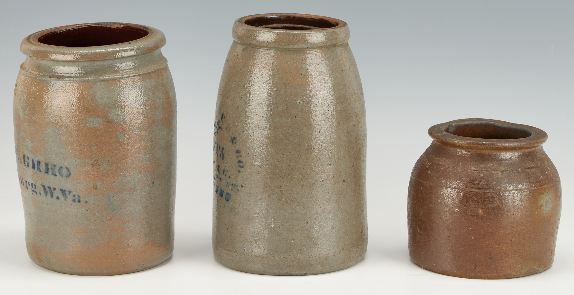 Lot 263: Three (3) KY & WV Stoneware Jars incl. Huffman, Bierbower