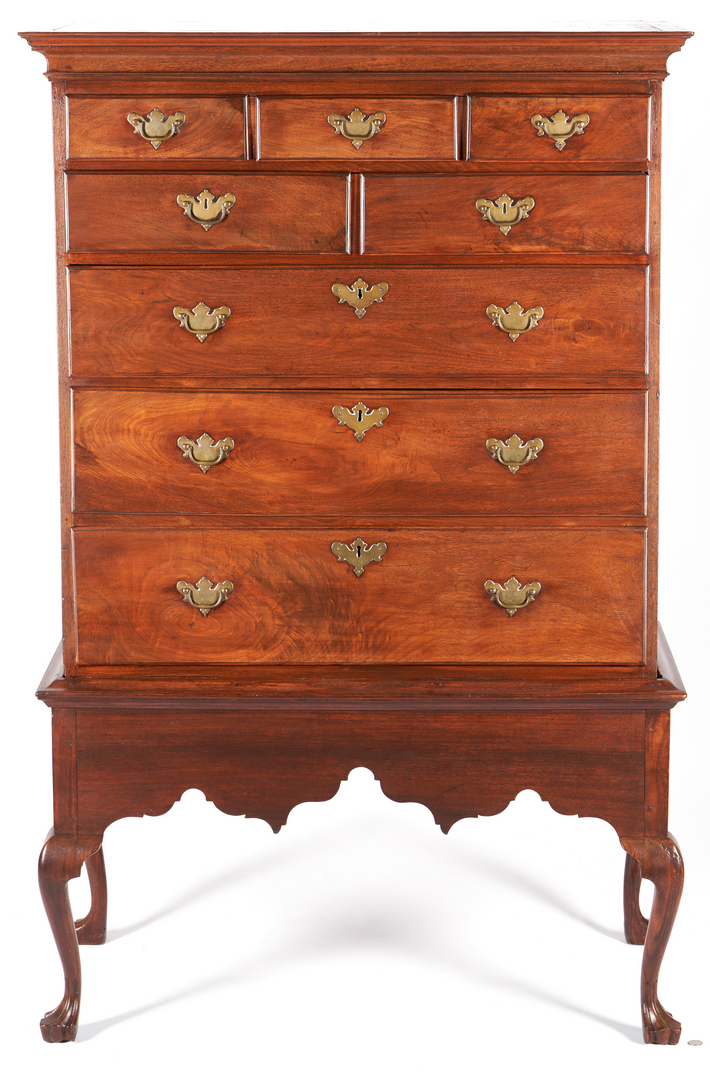 Lot 271: Delaware Valley PA Queen Anne Chest on Stand, ex-Schiffer