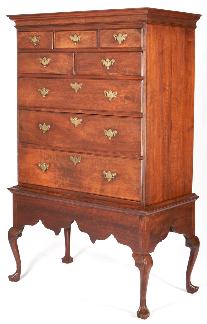 Lot 271: Delaware Valley PA Queen Anne Chest on Stand, ex-Schiffer