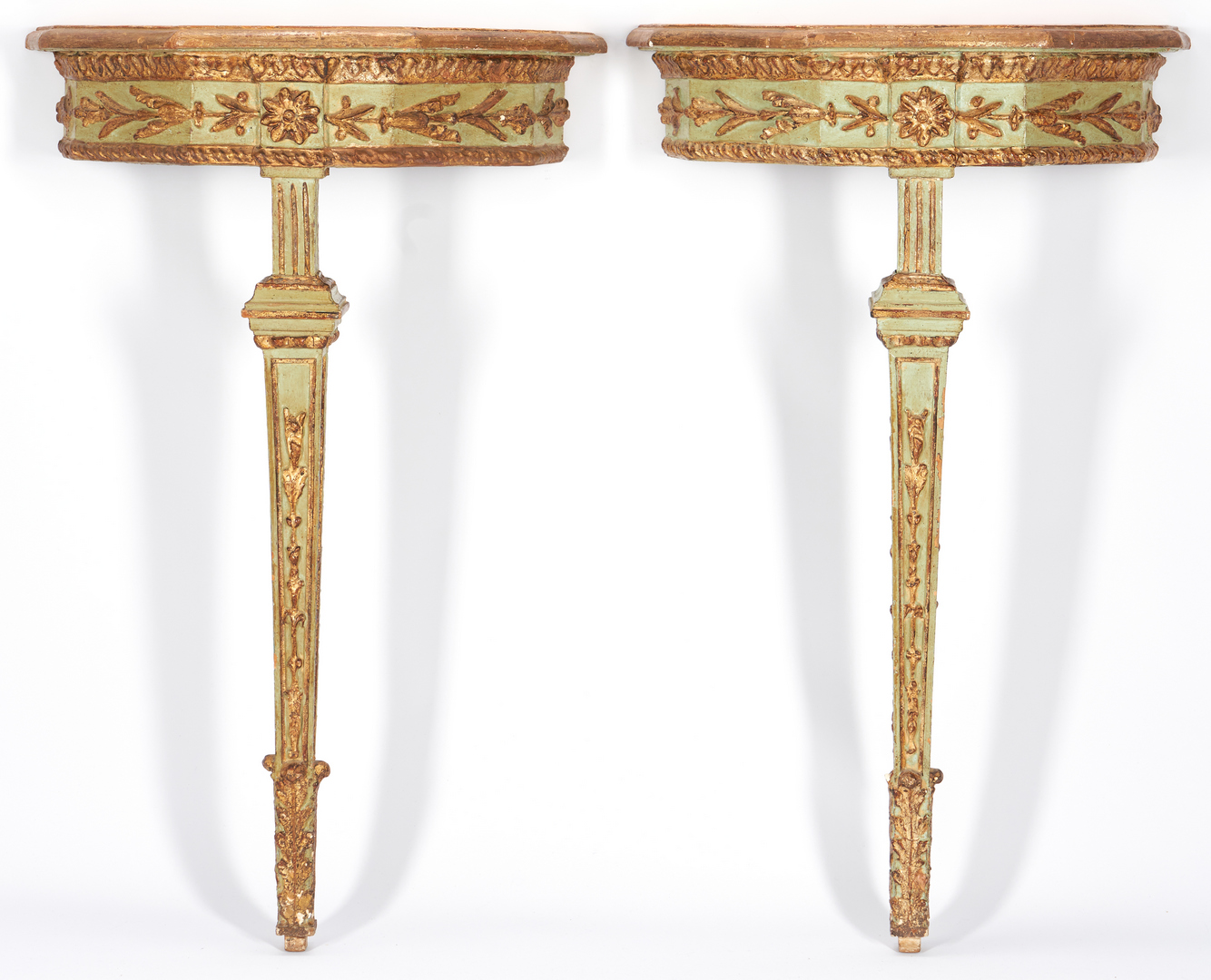 Lot 282: Pair Small Continental Painted Console Tables