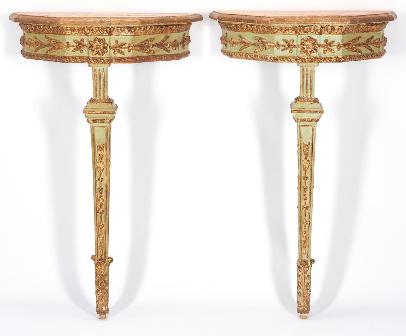 Lot 282: Pair Small Continental Painted Console Tables