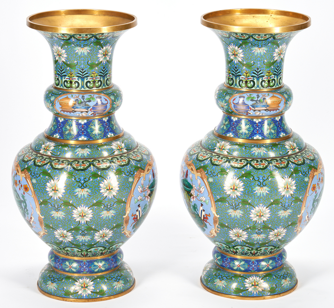 Lot 291: Pair of Chinese Cloisonne Floor Vases