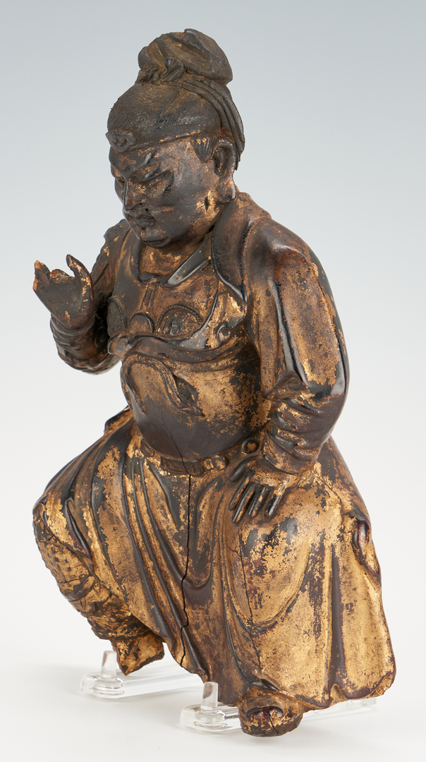 Lot 293: Chinese Gilt Wood Guardian Figure