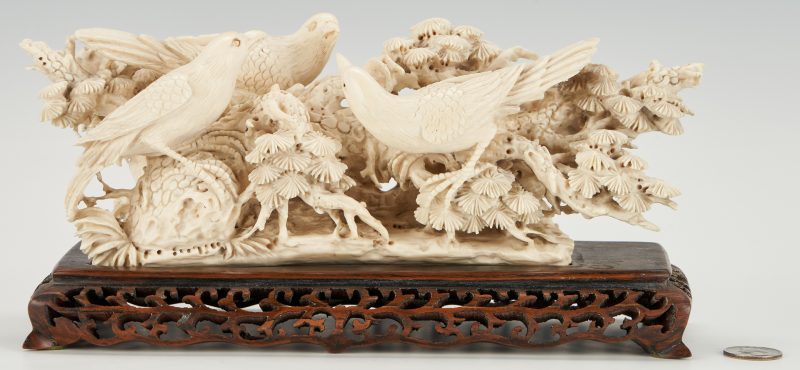 Lot 294: Large antique Chinese Sculpture of Birds on Branch