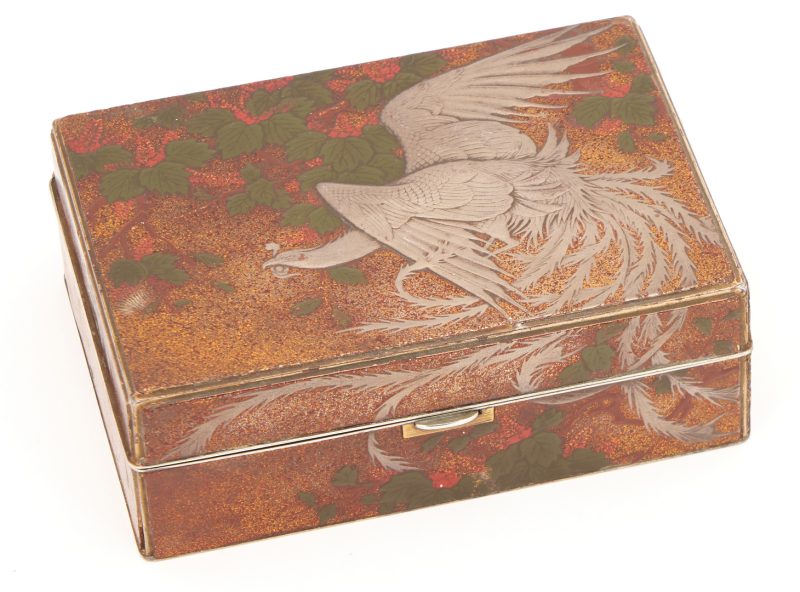 Lot 300: Japanese Makie Lacquer Box with Bird Decoration