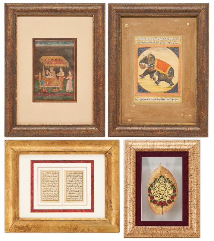 Lot 304: 4 Islamic & Mughal Items, incl. Gouache Paintings, Prayer Pages