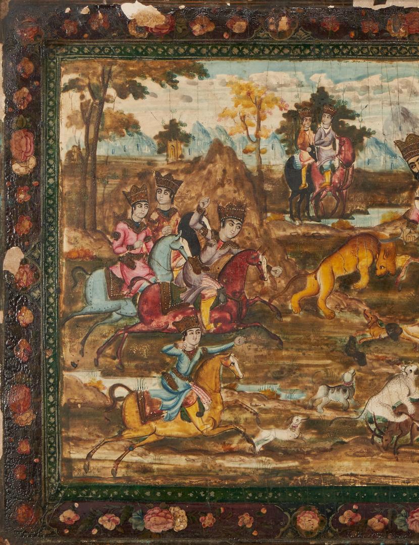 Lot 305: Persian Qajar Painting of Hunting Party