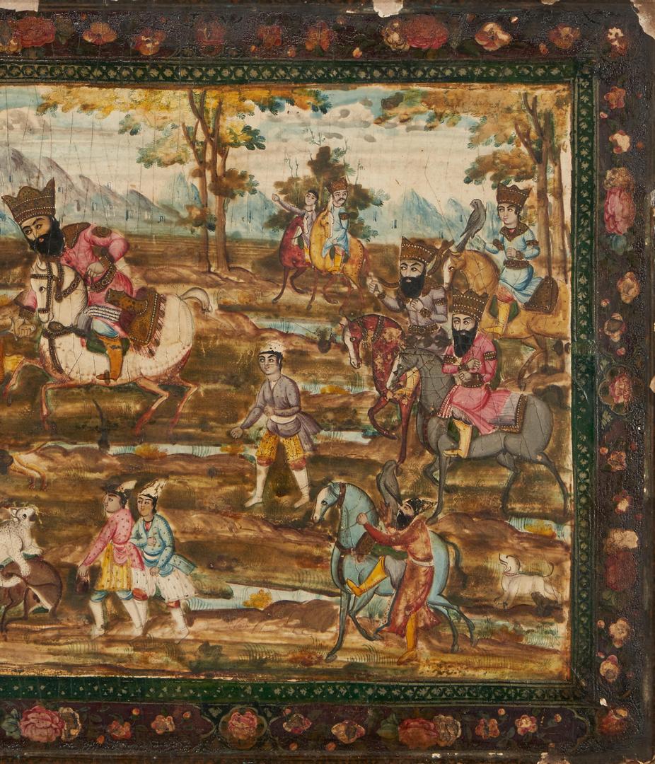 Lot 305: Persian Qajar Painting of Hunting Party
