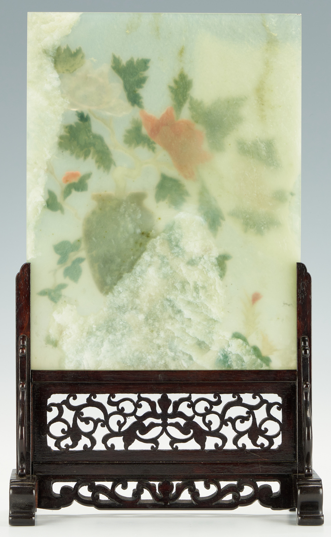 Lot 316: Chinese Qing Floral Hardstone Table Screen