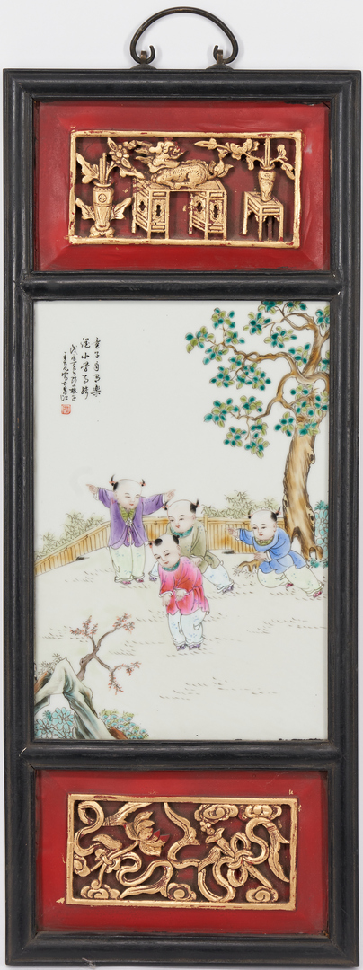 Lot 318: Three (3) Chinese Enameled Porcelain Plaques