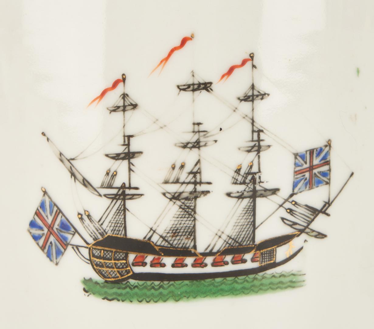 Lot 31: Chinese Export Porcelain Teapot with Ship Decoration