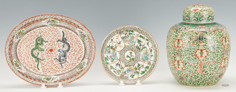 Lot 320: Three (3) Chinese Export Porcelain Items, incl. Famille Verte