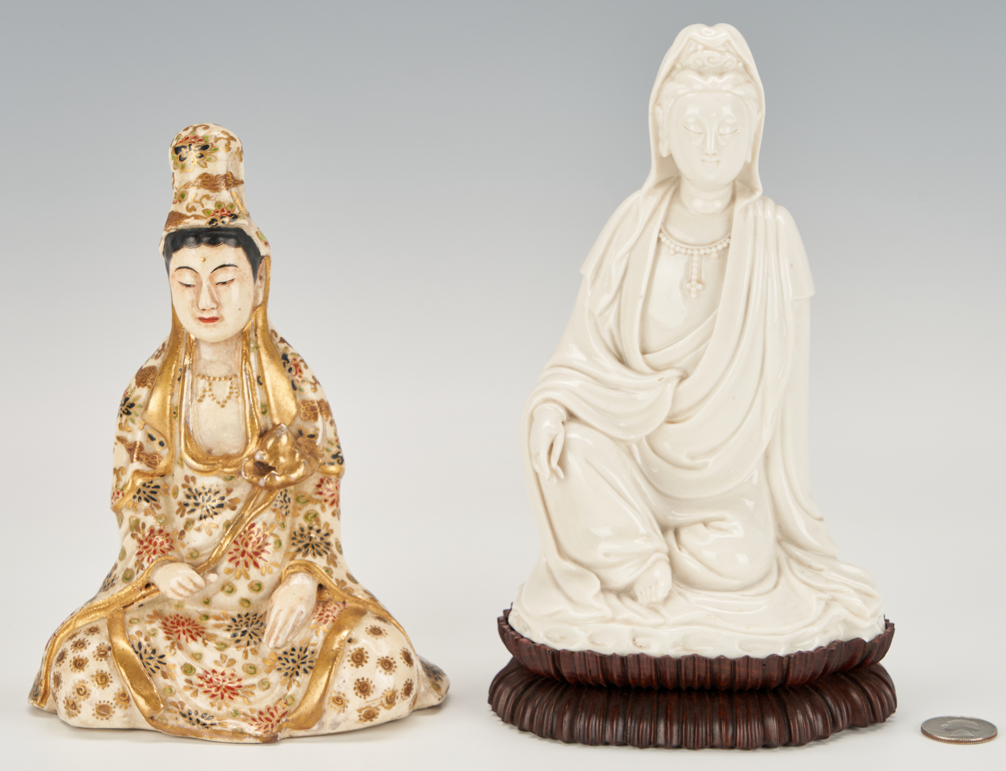 Lot 325: 2 Asian Porcelain Figures, Guanyin & Kannon