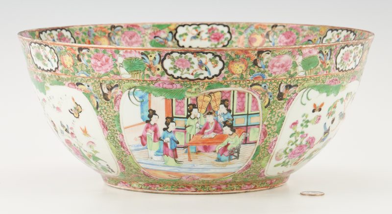 Lot 326: Large Chinese Export Rose Medallion Punch Bowl