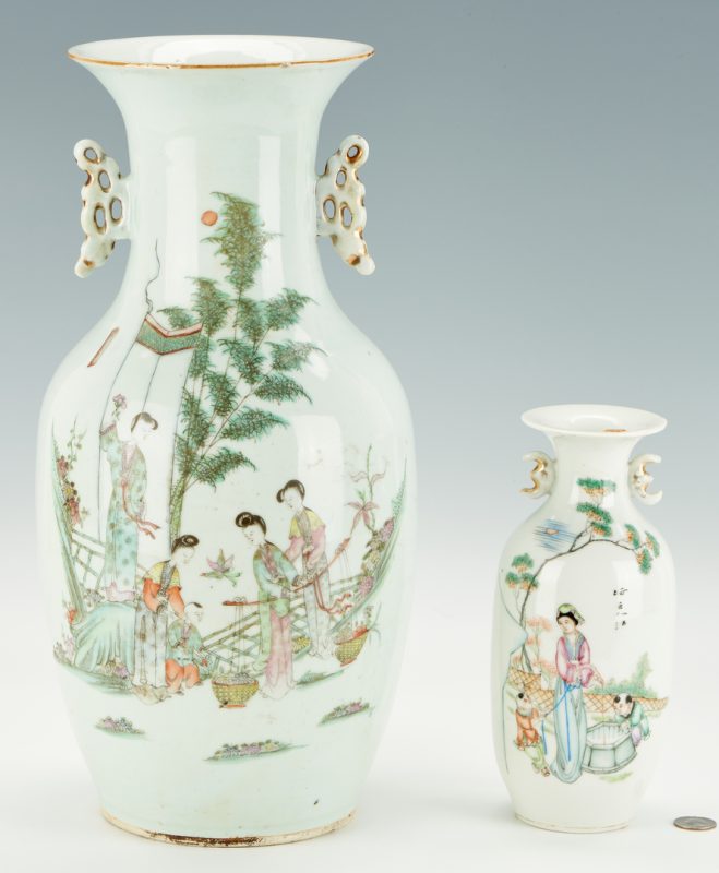 Lot 327: 2 Chinese Famille Rose Porcelain Vases