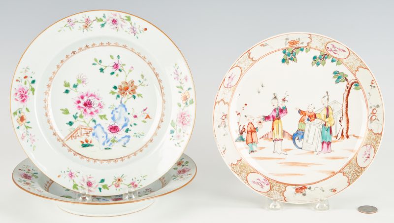 Lot 336: 3 Chinese Export Famille Rose Porcelain Low Bowls