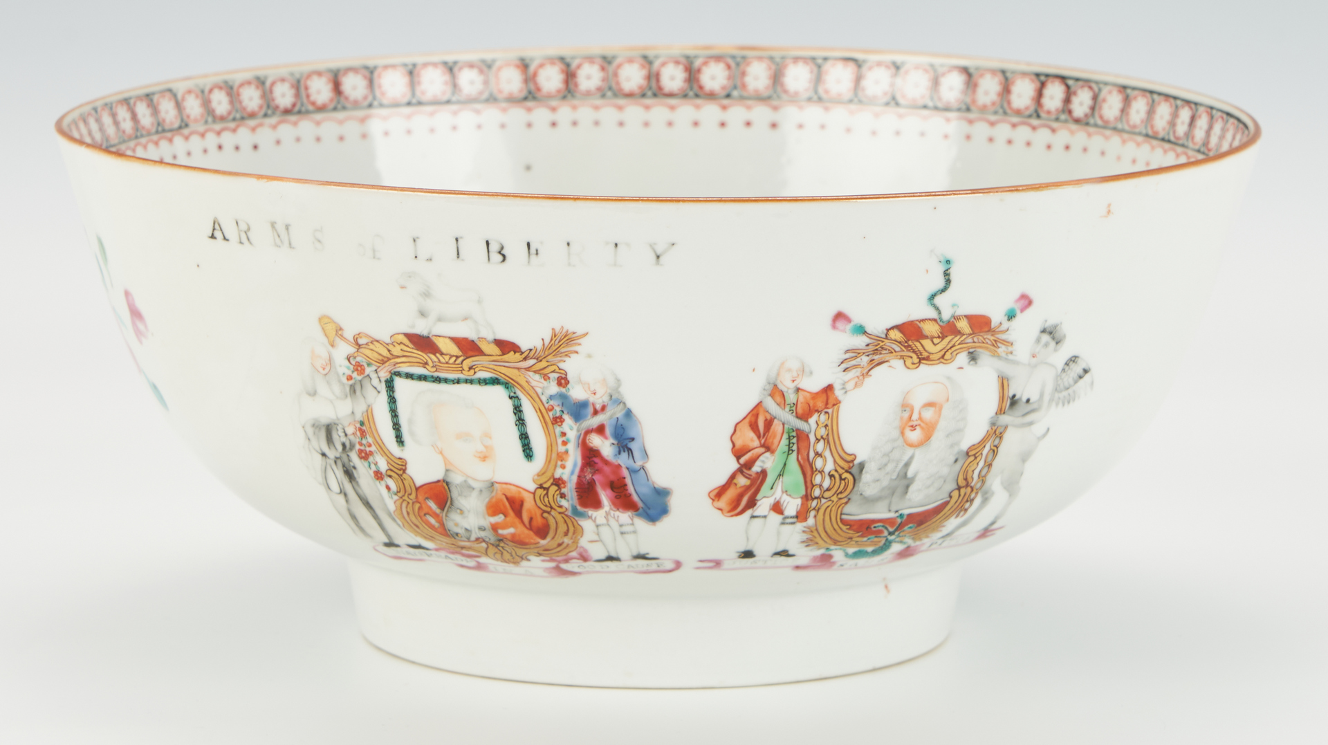 Lot 33: Chinese Export Porcelain Punch Bowl, Arms of Liberty