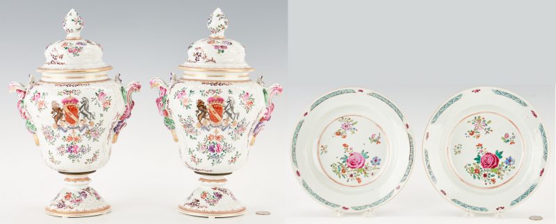 Lot 346: Pair of Samson Armorial Jars & Chinese Export Bowls, Total 4 Items