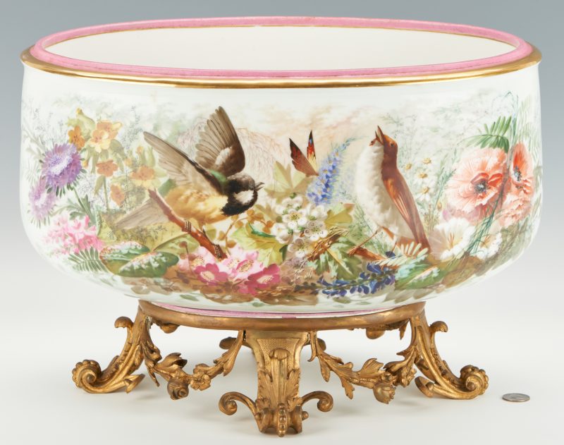 Lot 348: Large French Porcelain Jardiniere with Bronze Mounts, 19th Century